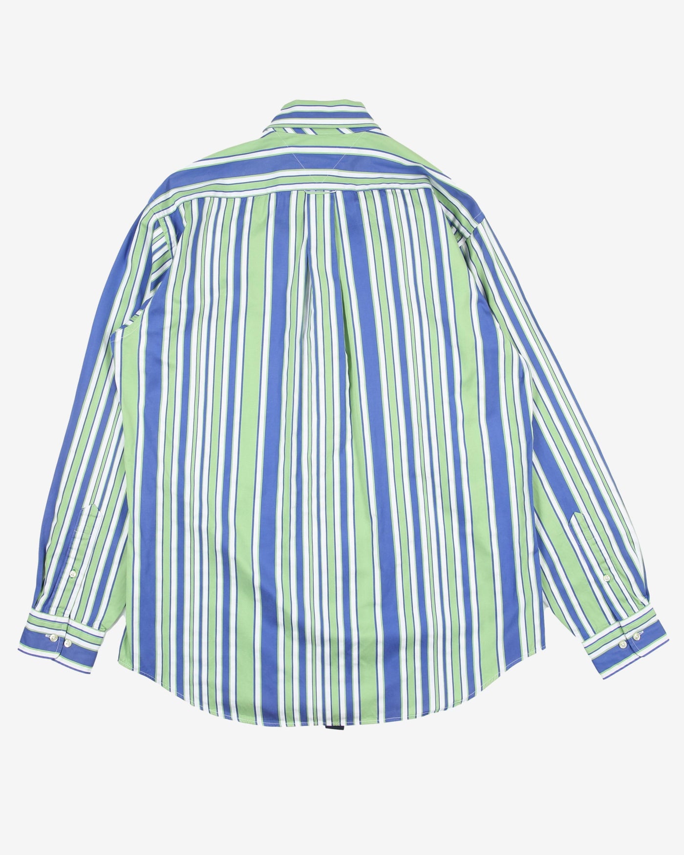 tommy hilfiger blue green hairline stripe shirt - xl