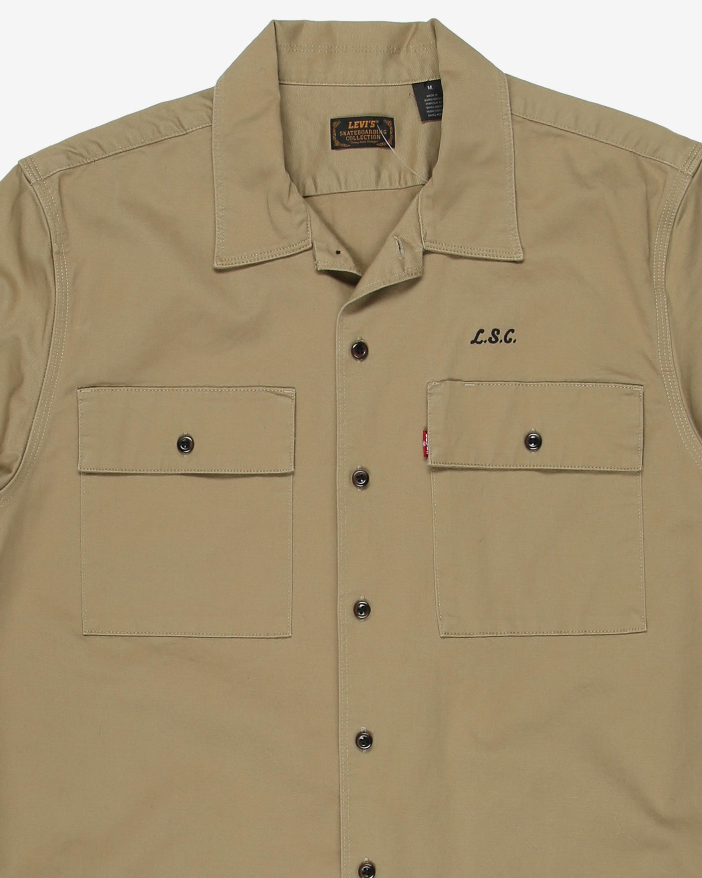 Levi's khaki skateboarding collection short sleeve shirt - M