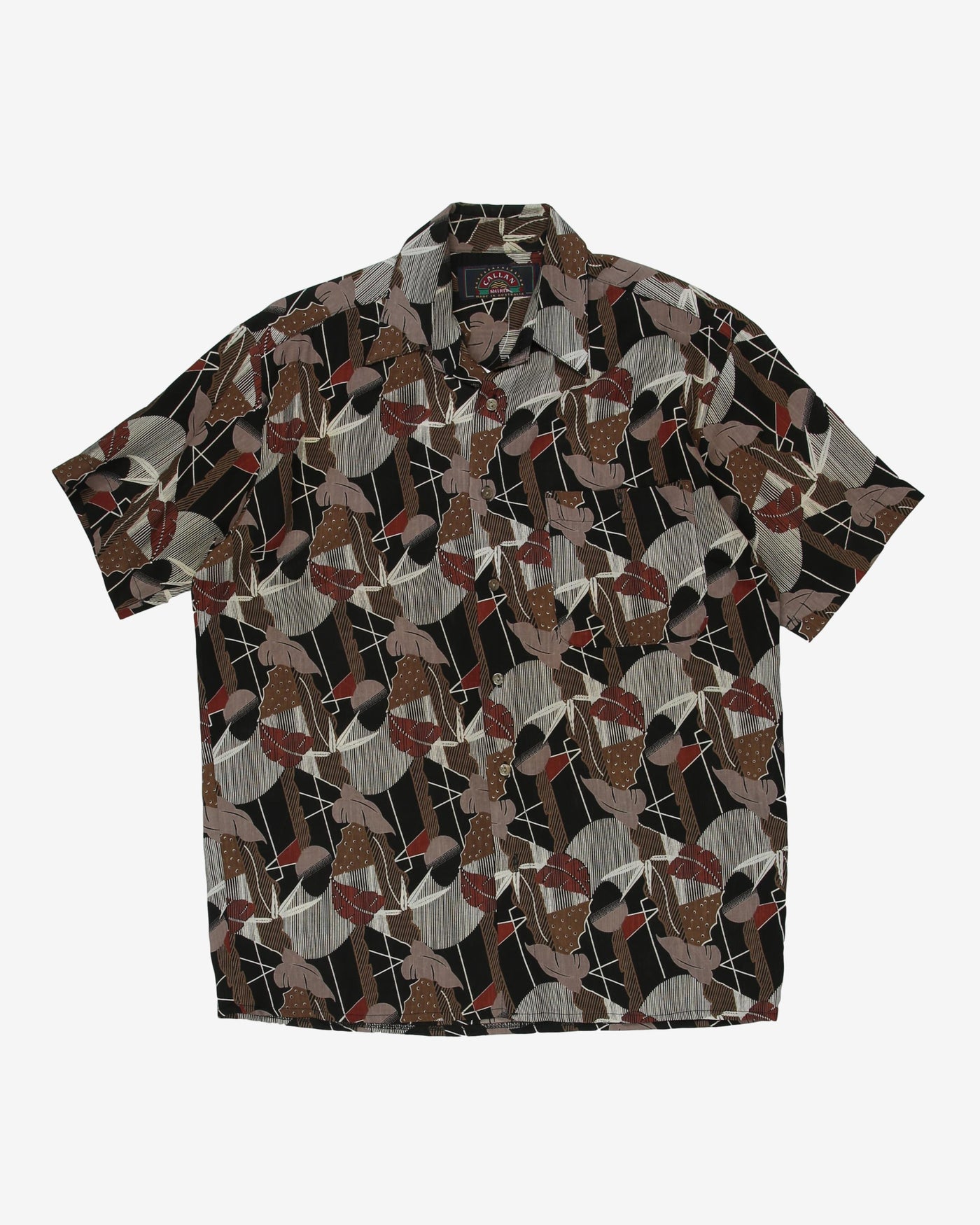 Brown patterned short sleeve shirt - XL