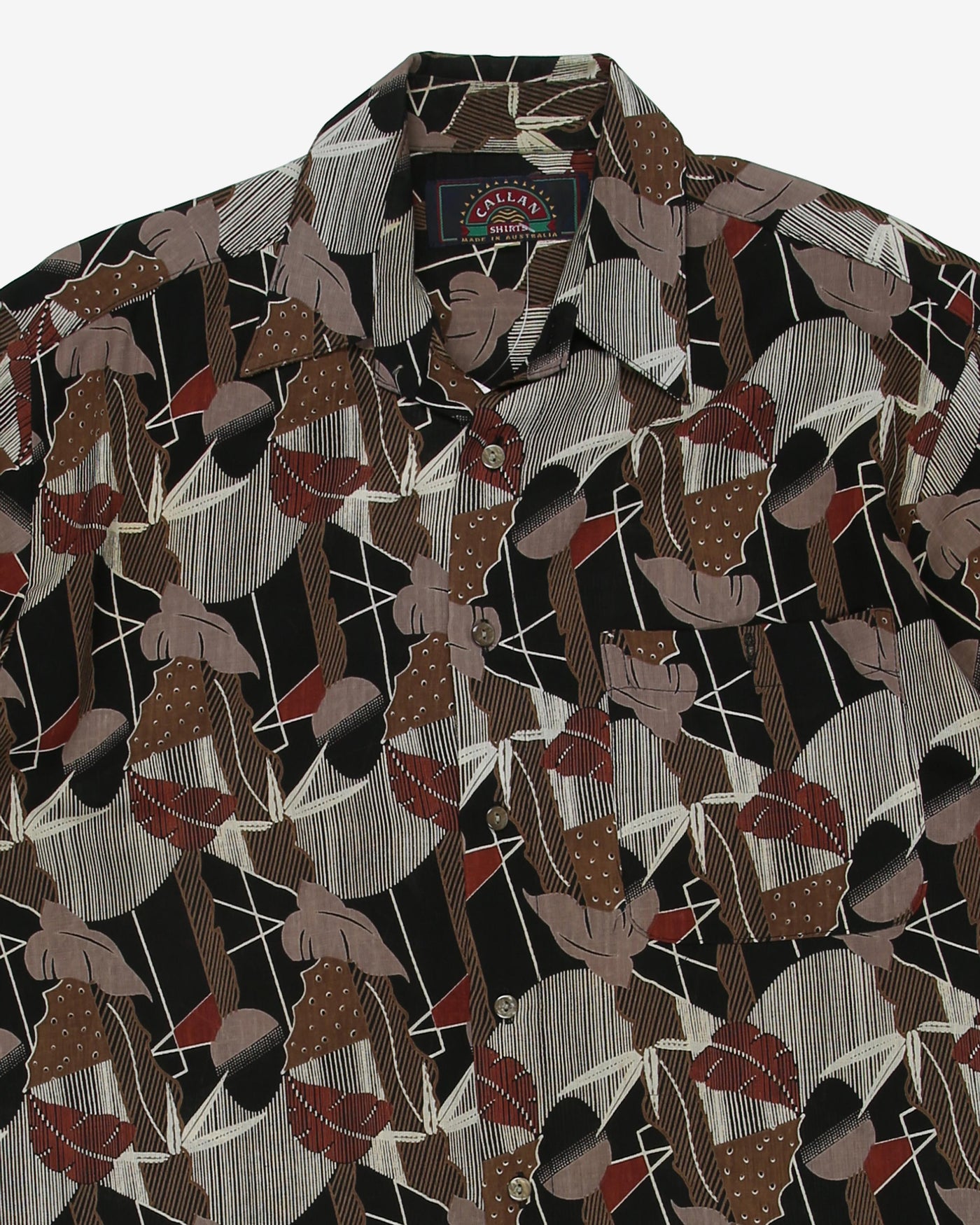 Brown patterned short sleeve shirt - XL
