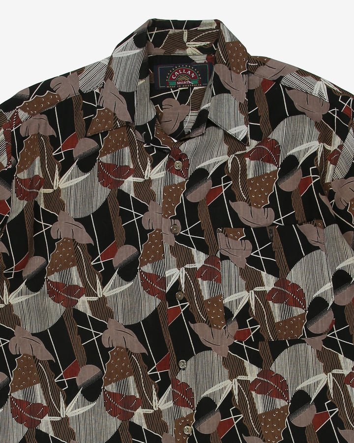 Brown patterned short sleeve shirt - XL