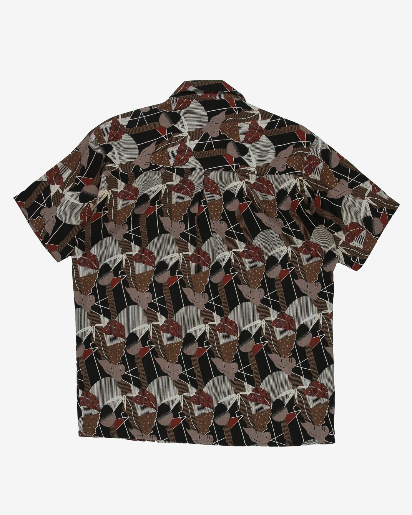 Brown patterned short sleeve shirt - XL