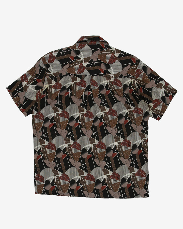 Brown patterned short sleeve shirt - XL