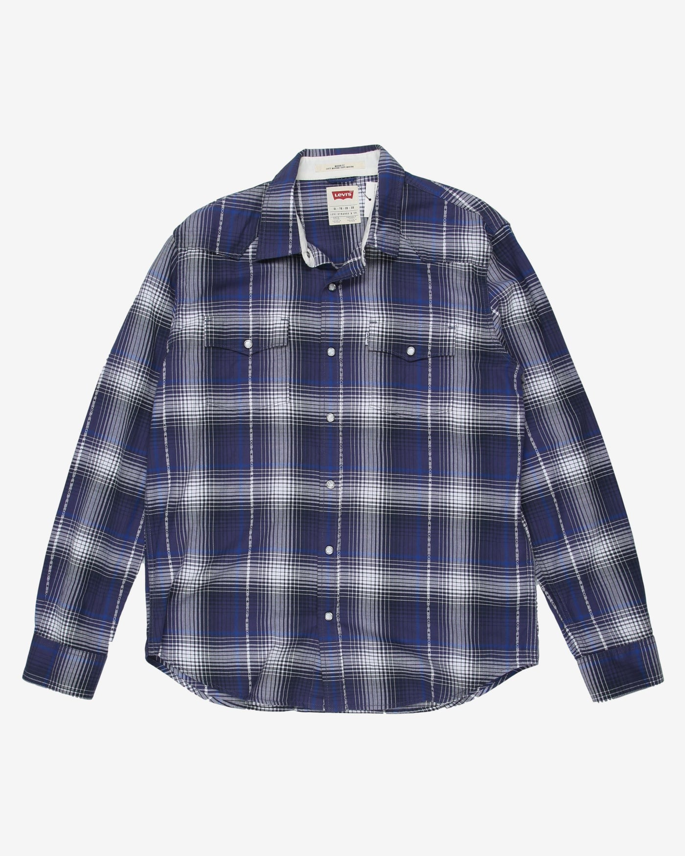 levis blue ckecked western shirt - xl