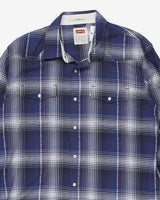 levis blue ckecked western shirt - xl