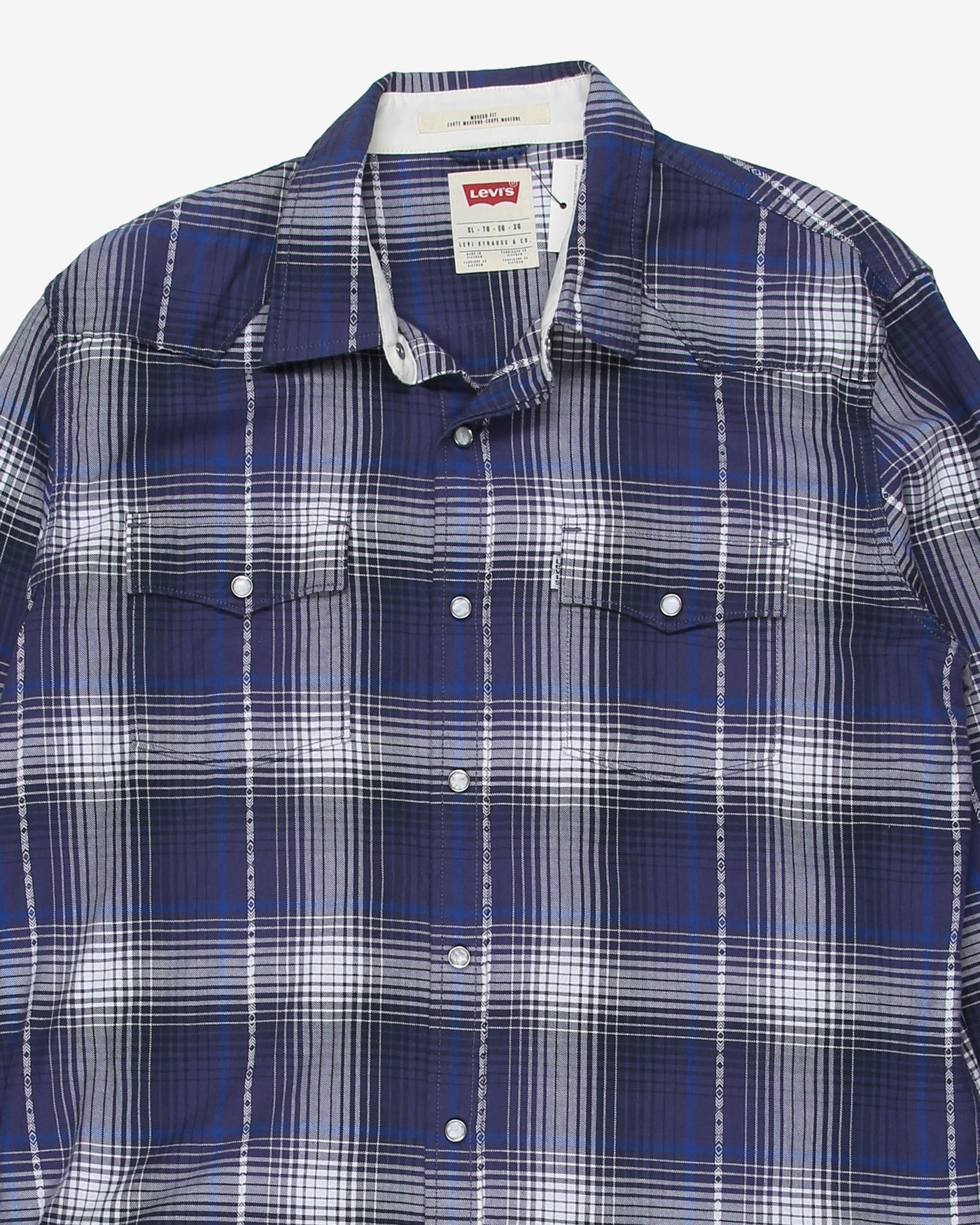 levis blue ckecked western shirt - xl