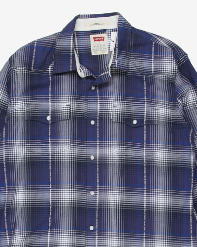 levis blue ckecked western shirt - xl