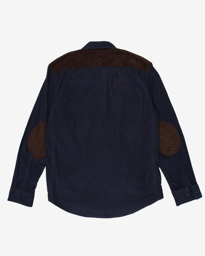 tommy hilfiger blue brown cord shirt - m