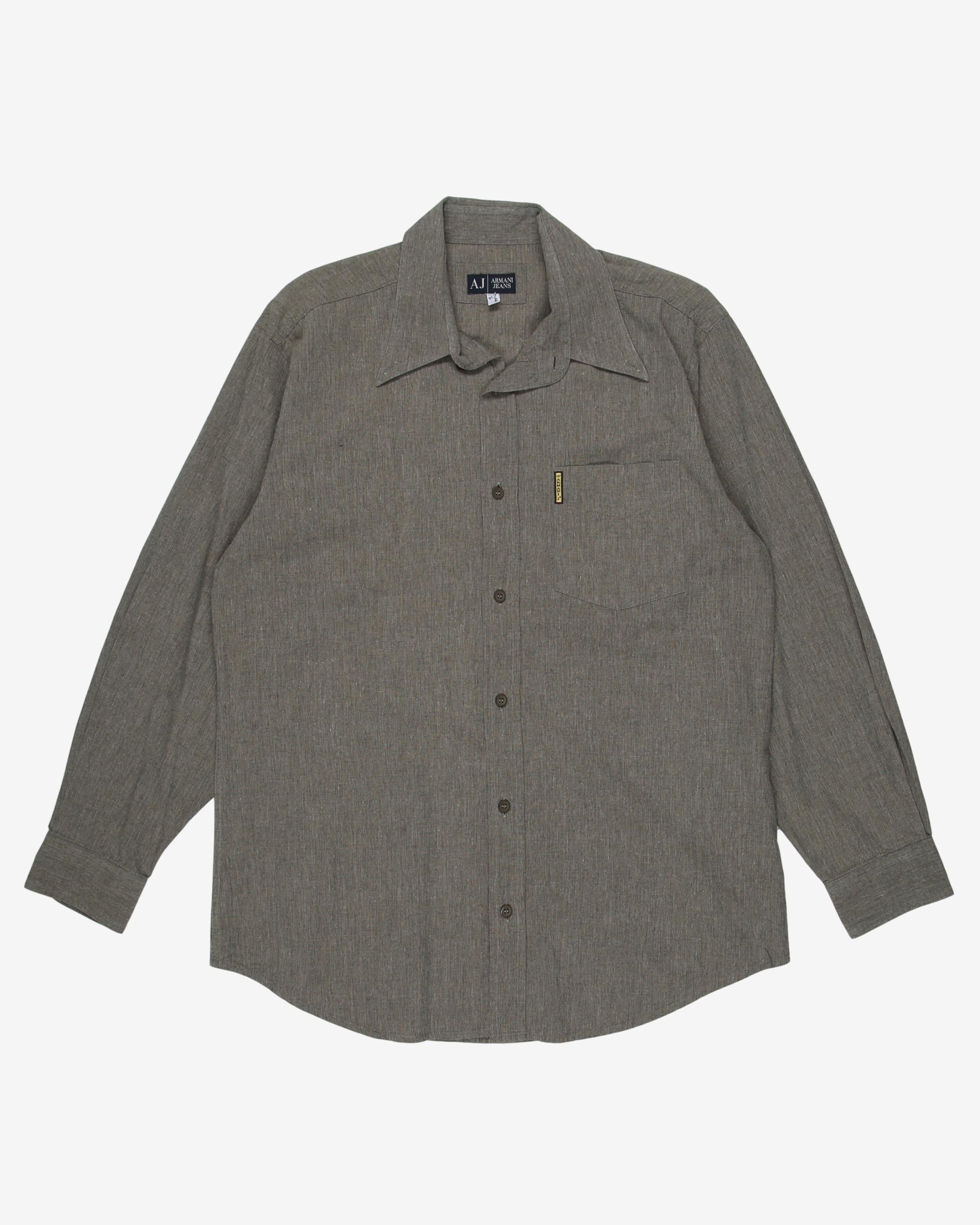 armani jeans grey plain shirt - l