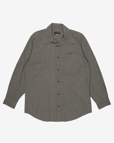 armani jeans grey plain shirt - l