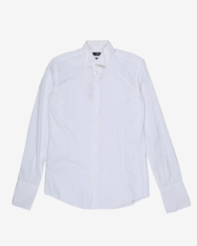 hugo boss white slim fit plain shirt - m