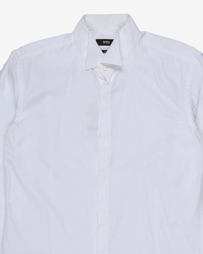 hugo boss white slim fit plain shirt - m