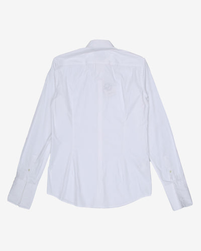 hugo boss white slim fit plain shirt - m
