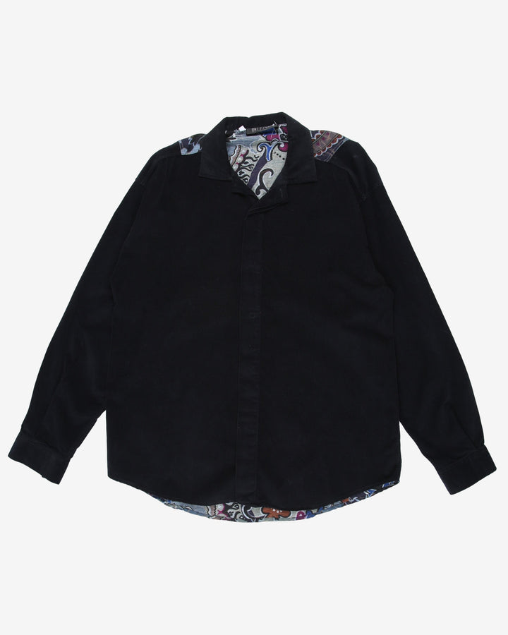leone blue cord flower patterned shirt - xl