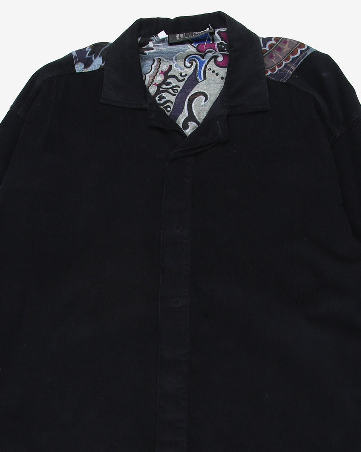 leone blue cord flower patterned shirt - xl