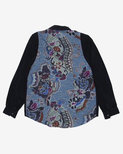leone blue cord flower patterned shirt - xl