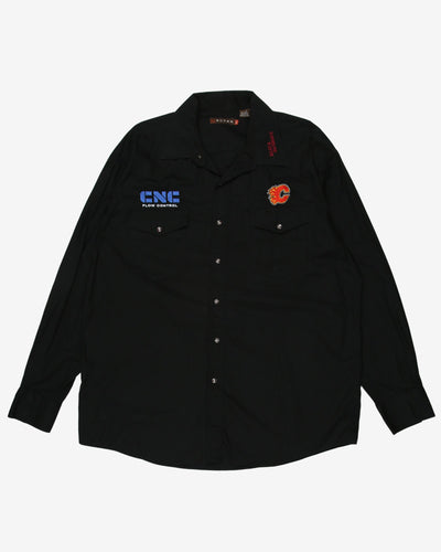 roper black badges workwear shirt - xxl