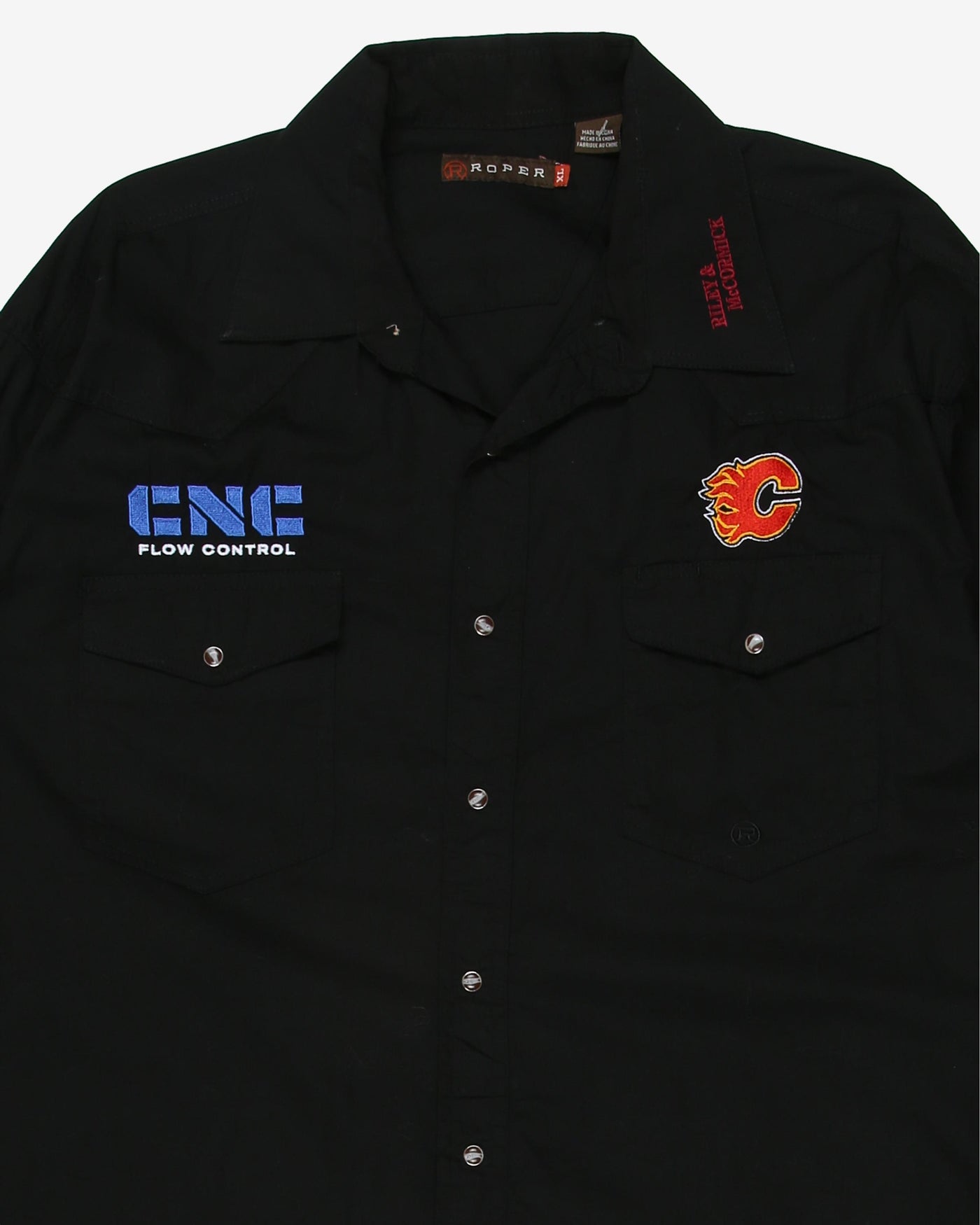 roper black badges workwear shirt - xxl
