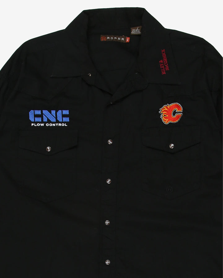 roper black badges workwear shirt - xxl