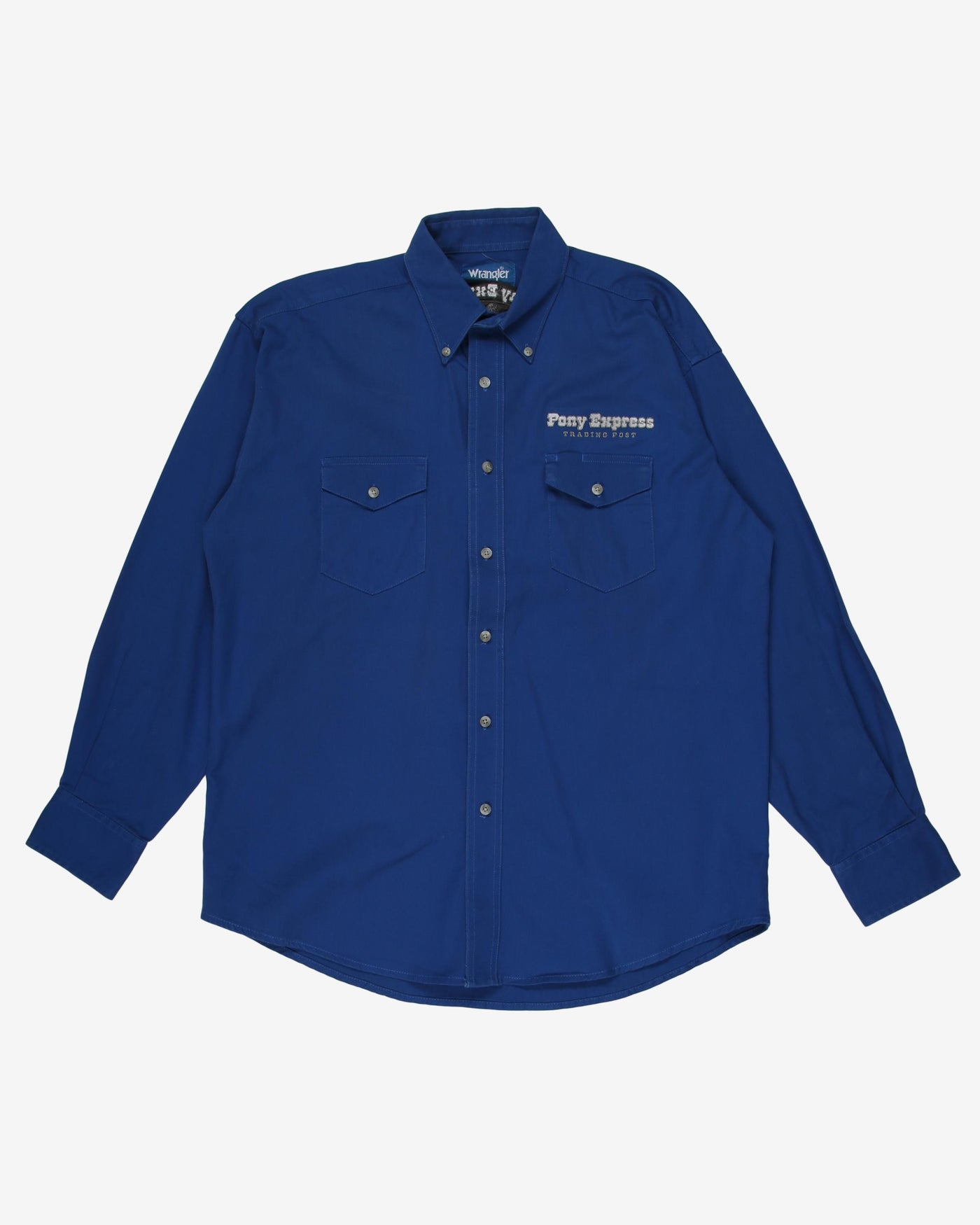 wrangler china blue plain workwear shirt - xl