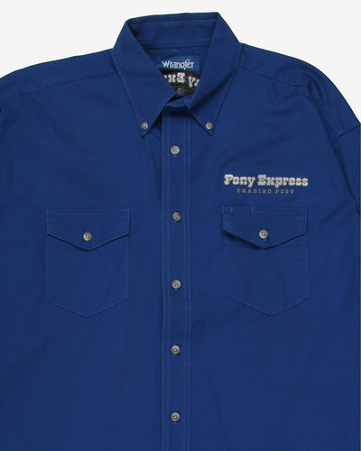 wrangler china blue plain workwear shirt - xl