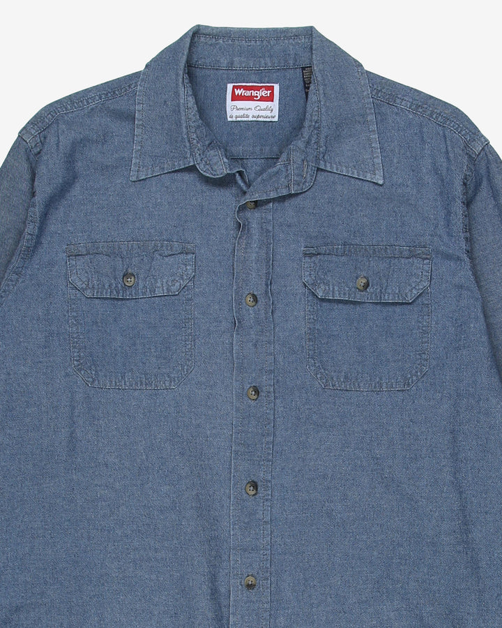 wrangler blue denim plain shirt - xl