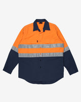 Hi-Vis Work Navy 3M Orange Shirt - L
