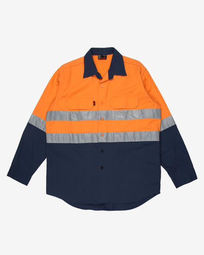 Hi-Vis Work Navy 3M Orange Shirt - L
