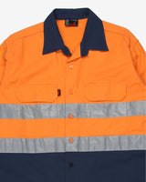 Hi-Vis Work Navy 3M Orange Shirt - L