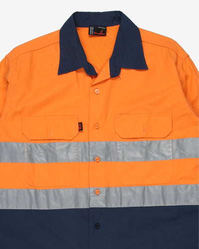 Hi-Vis Work Navy 3M Orange Shirt - L
