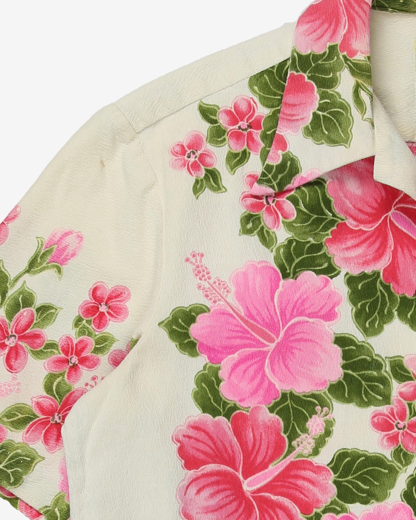 1970's pink and white hawaiian shirt - S