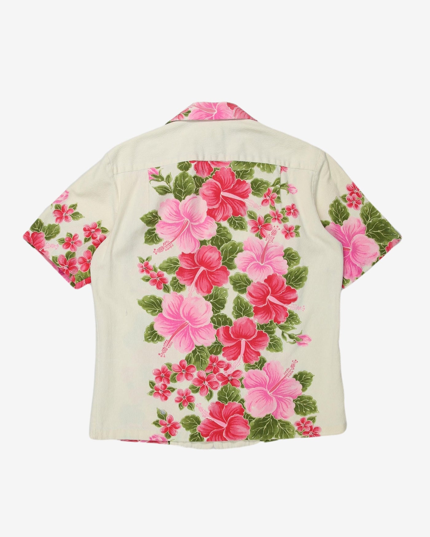 1970's pink and white hawaiian shirt - S