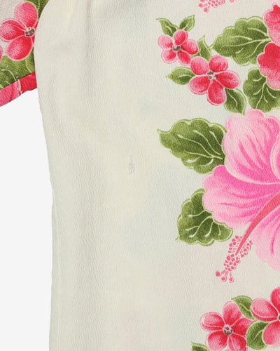 1970's pink and white hawaiian shirt - S