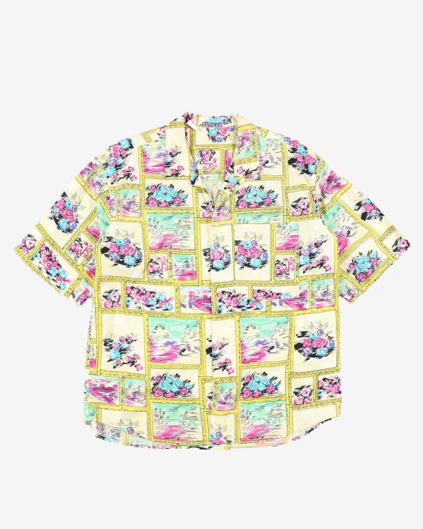 1990's yellow patterned shirt - M
