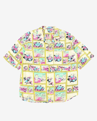 1990's yellow patterned shirt - M
