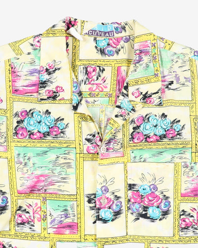1990's yellow patterned shirt - M