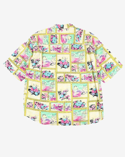 1990's yellow patterned shirt - M
