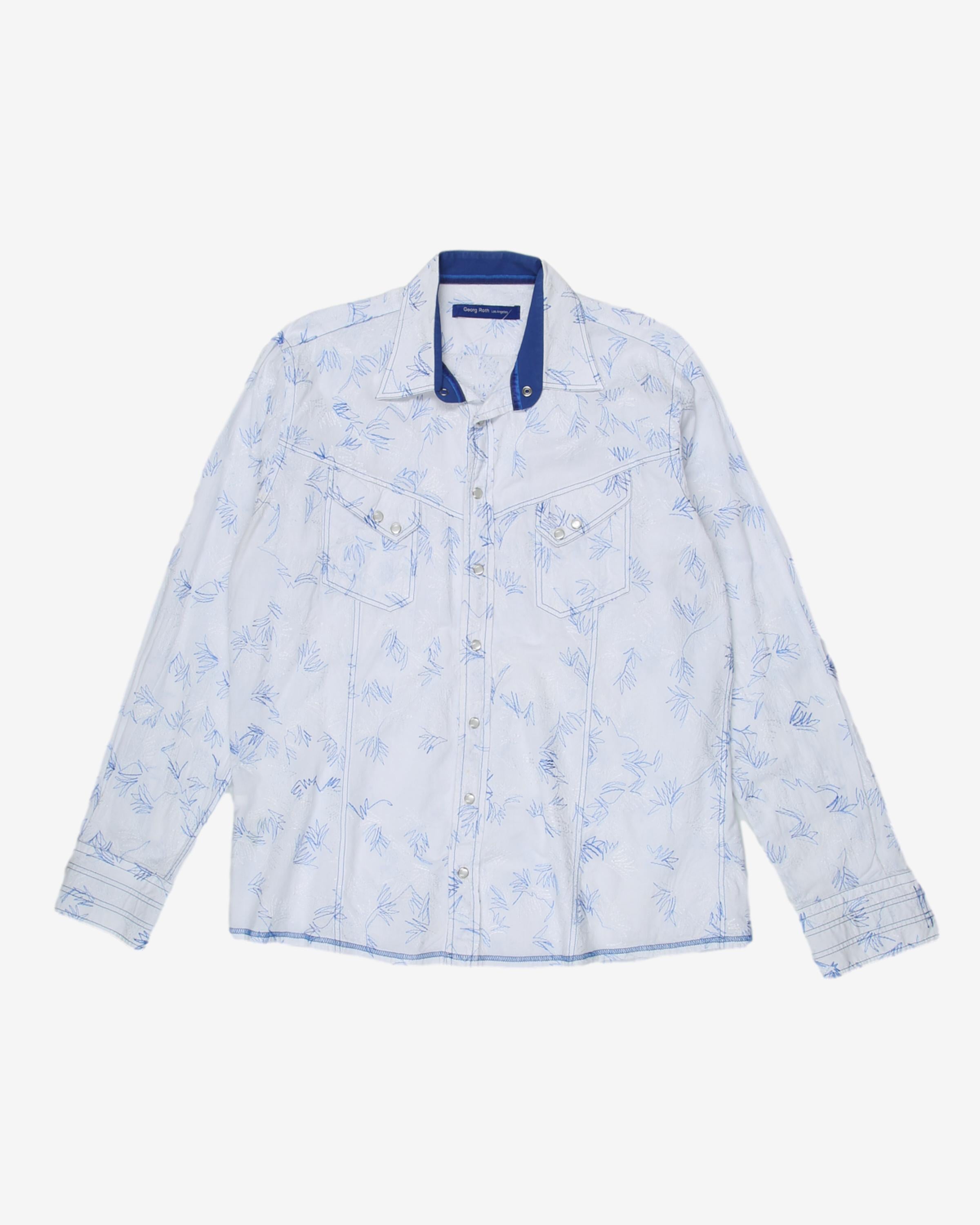 Blue embroidered western shirt - XL