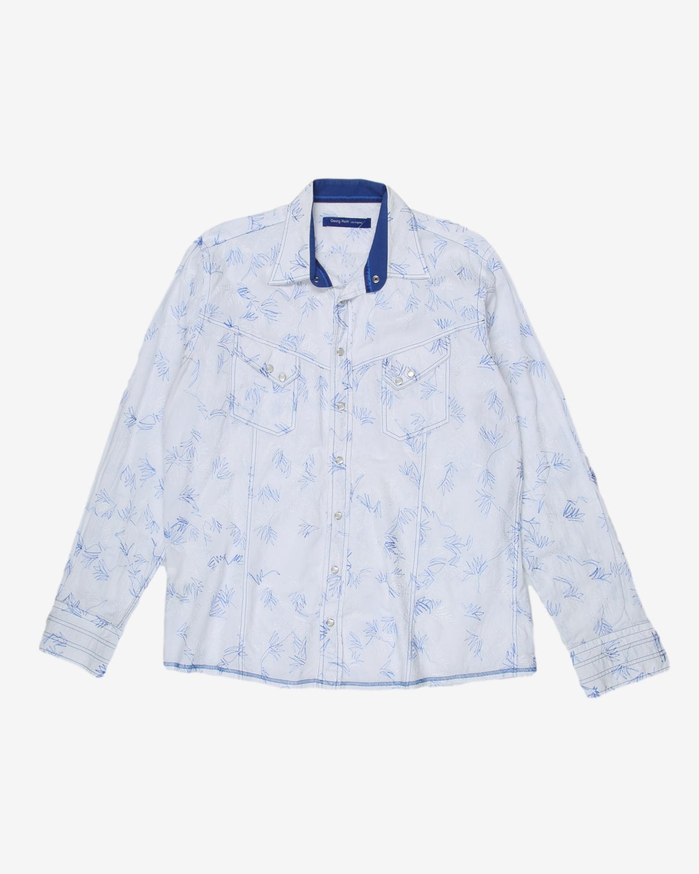 Blue embroidered western shirt - XL