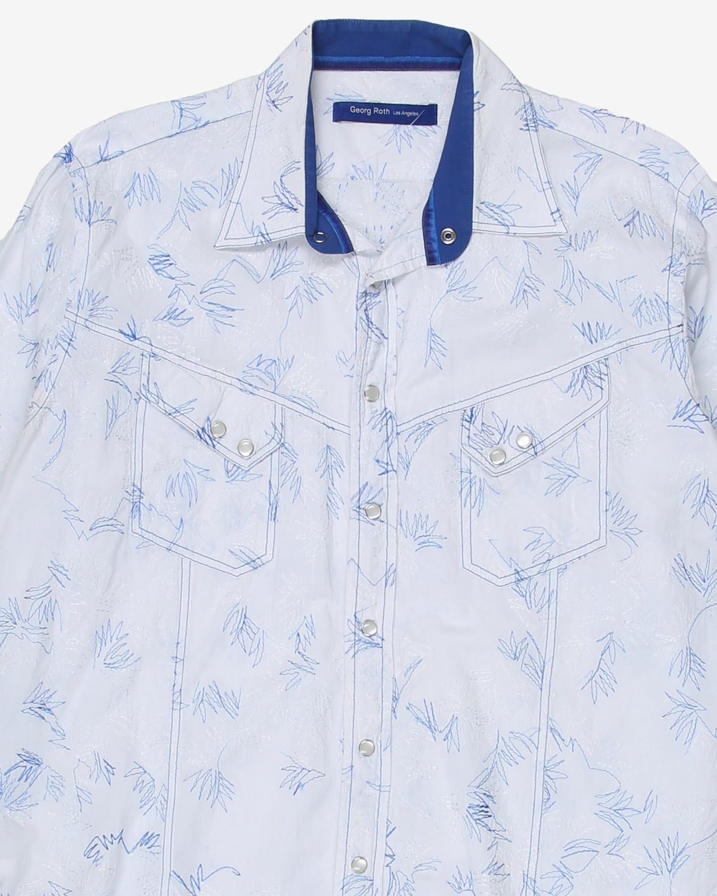 Blue embroidered western shirt - XL