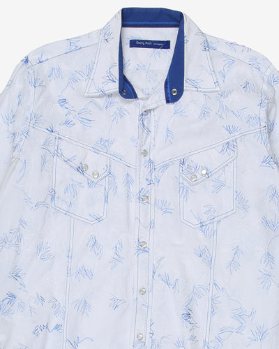 Blue embroidered western shirt - XL