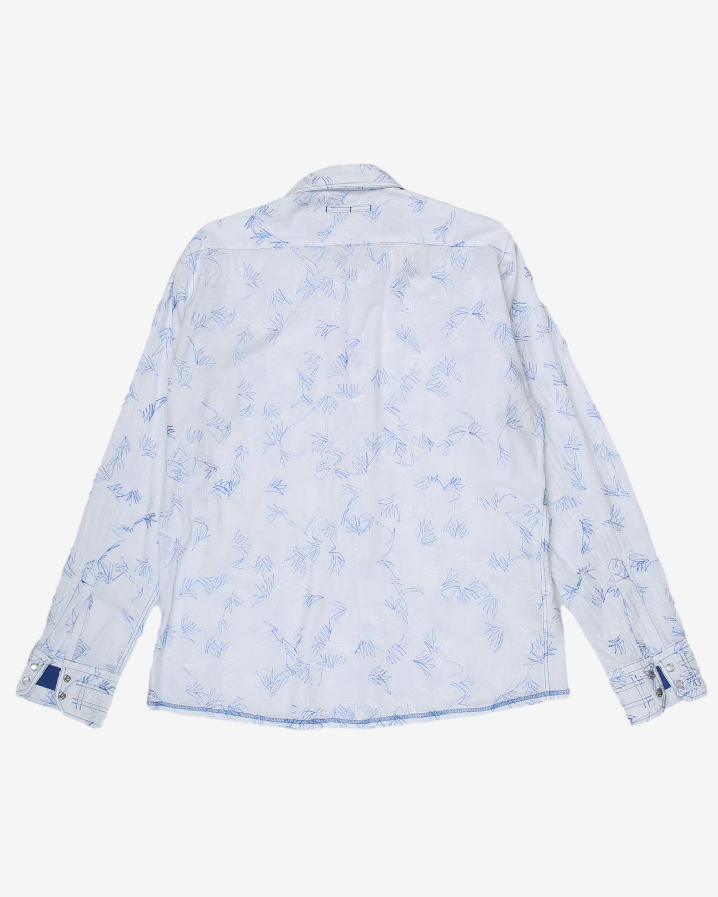 Blue embroidered western shirt - XL