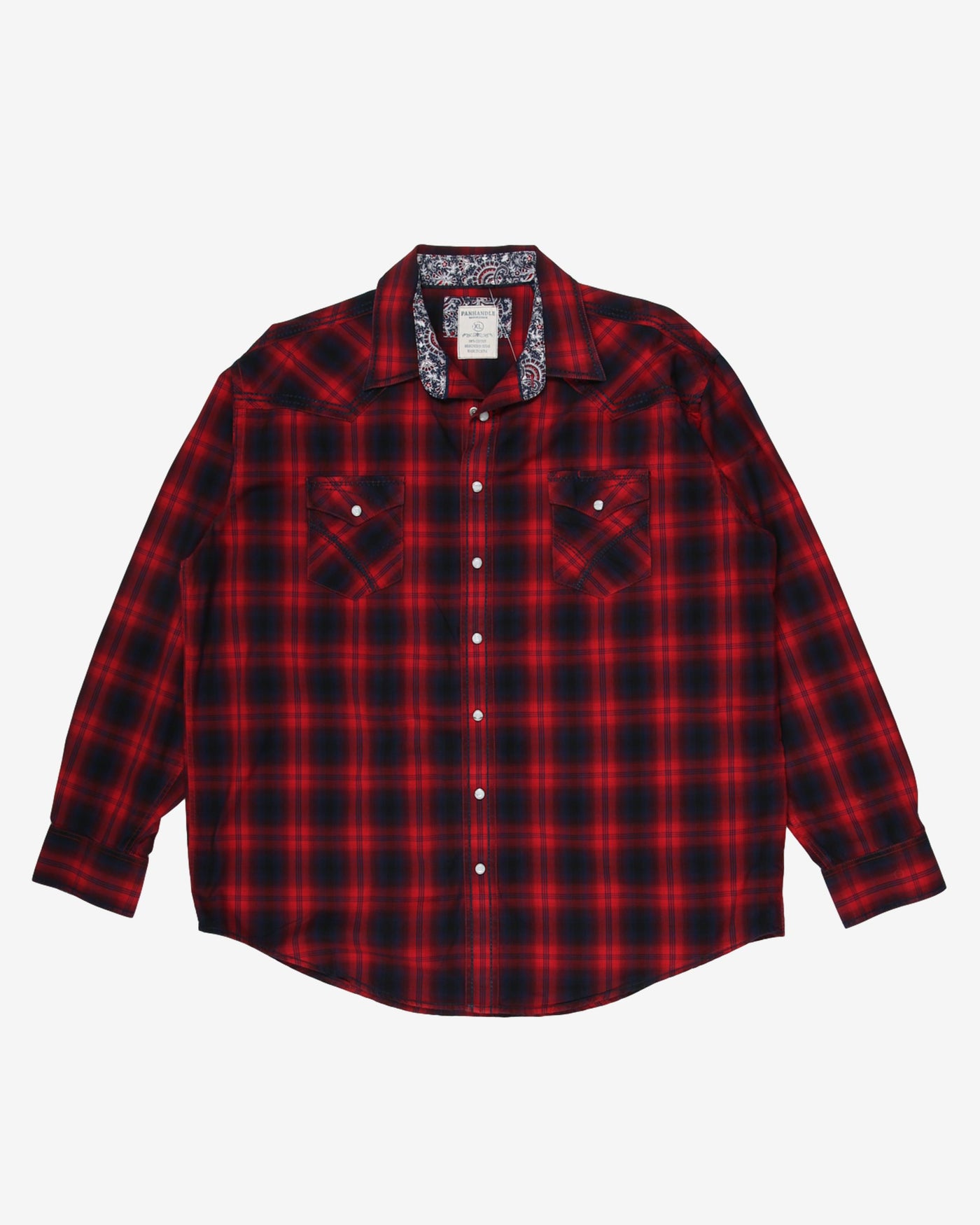 Blue and red checked western style shirt - XL