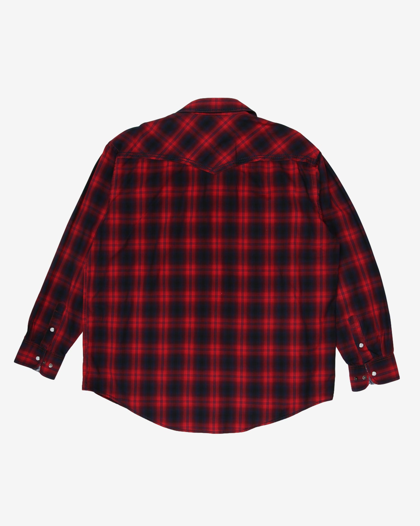Blue and red checked western style shirt - XL