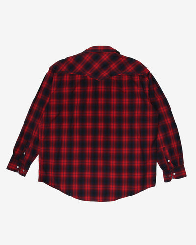 Blue and red checked western style shirt - XL