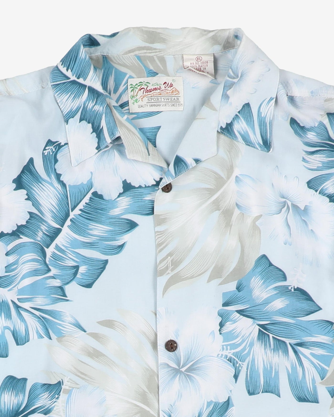 Blue floral patterned hawaiian shirt - XL