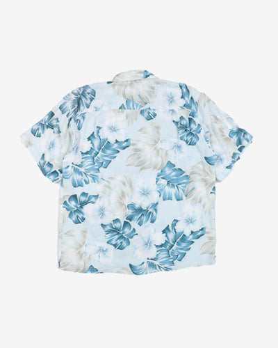 Blue floral patterned hawaiian shirt - XL
