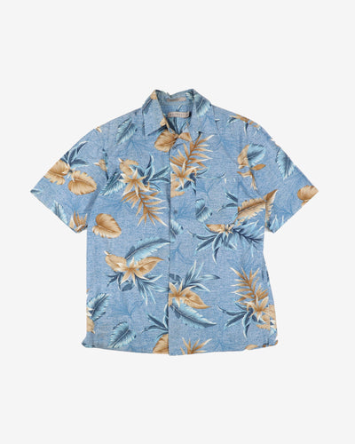 Blue and brown patterned hawaiian shirt - M / L