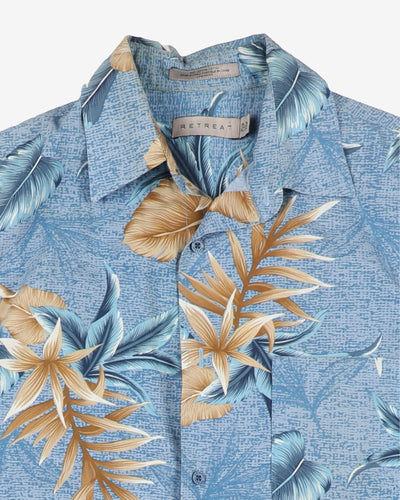 Blue and brown patterned hawaiian shirt - M / L