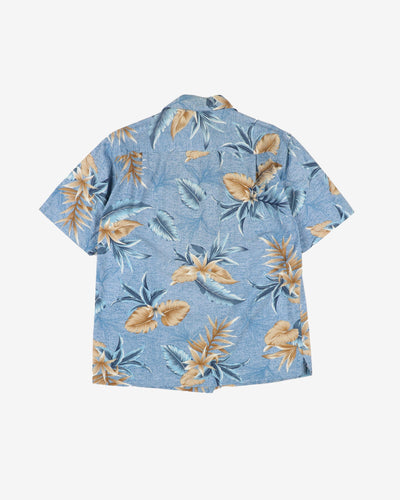 Blue and brown patterned hawaiian shirt - M / L